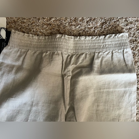 SAKS Fifth Avenue Linen Wide leg pants in Khaki - NWT - Size Medium - Picture 5 of 6